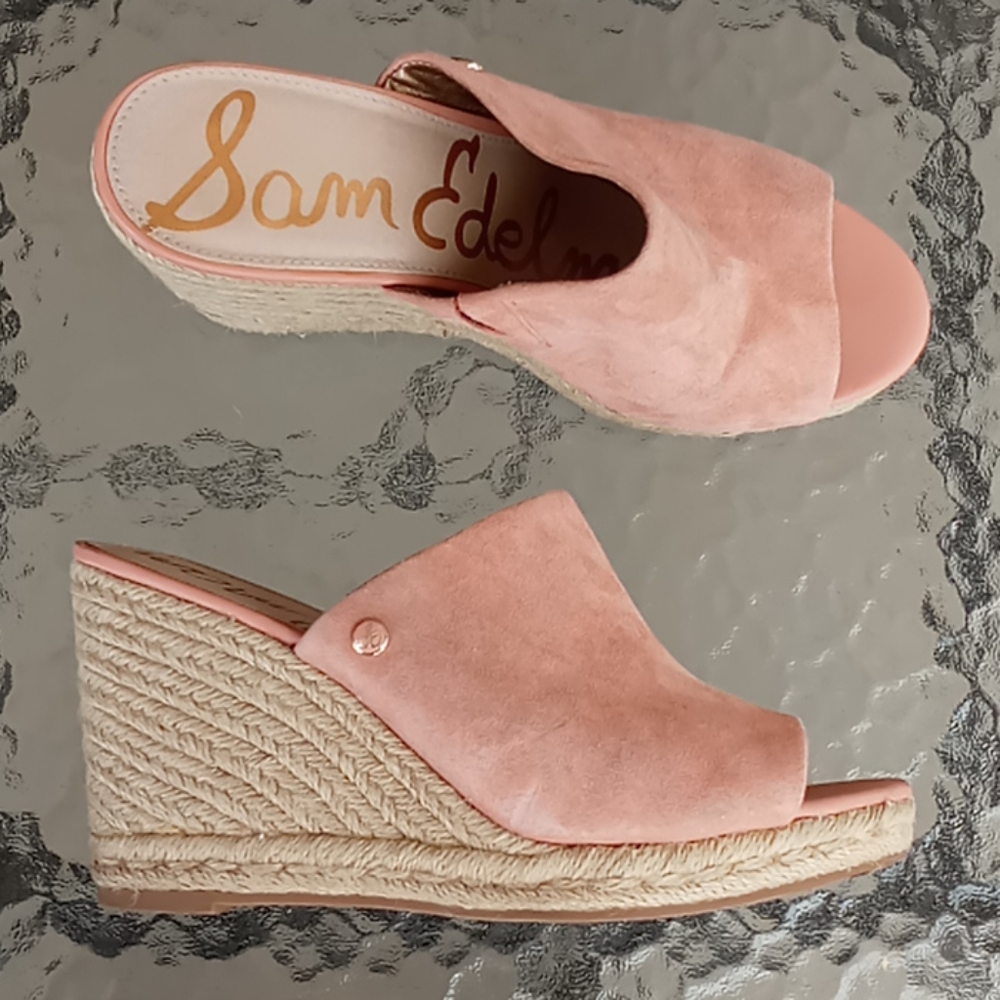 Sam Edelman Bonnie Suede Wedge Sandals - Picture 2 of 9